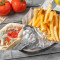 xī là juǎn kǎo jī ròu juǎn dā pèi shǔ tiáo Greek Grilled Chicken Gyro with French Fries