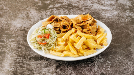 German Donner Meat With Chips Salad