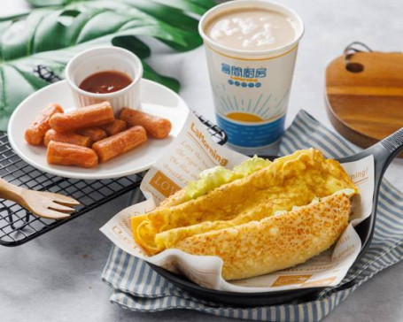 3 Hào Cān Qǐ Sī Dàn Ruǎn Fǎ Zǔ Hé Cān （Hán Xiǎo Rè Gǒu＆Yǐn Pǐn） Combo 3 Parmesan Soft French Bread With Egg And Cheese Combo