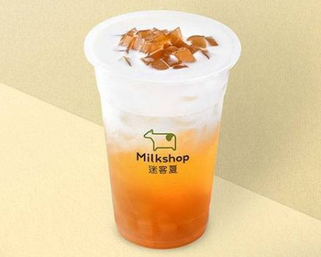 Mì Q Mò Xiāng Ná Tiě Honey Green Tea Latte With Golden Cube Jelly
