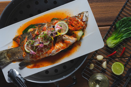 Steamed (Whole) Barramundi With Chilli And Lime (Gf)(Very Spicy)