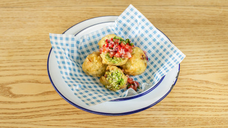 Sweet Pea, Mint And Feta Cheese Fritters With Tomato Salsa (V)