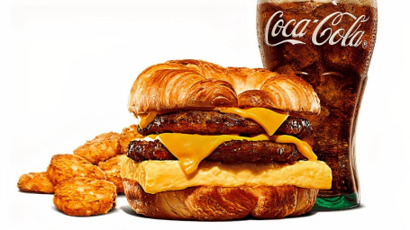 Double Sausage, Egg, Cheese Croissan'wich Large Combo With Coke