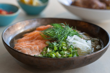 Pho Salmon And Dill Noodle Soup (Beef Stock)