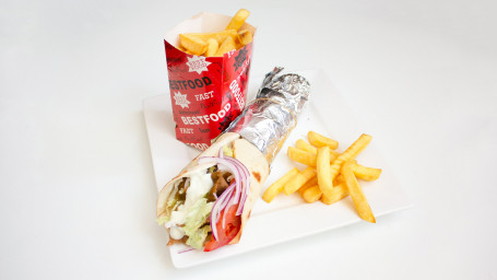Kebab, Chips And Soft Drink