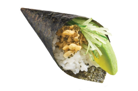 Hǎi Tái Tiān Fù Luó Lǜ Tián Yuán Shǒu Juǎn Seaweed Tempura With Avocado Hand Roll