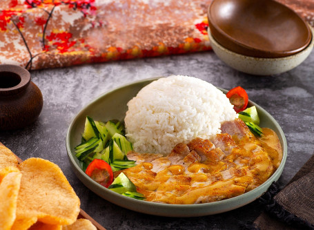 Mǎ Lái Kā Lí Kǎo Zhū Jǐng Ròu Fàn Grilled Pork Neck Malaysian Curry W/ Rice