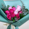 1 Dozen Pink Roses Hand Bouquet (Vase Not Included)