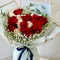 18 White And Red Roses Hand Bouquet