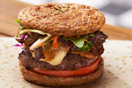 Beef Haloumi Burger With Chips