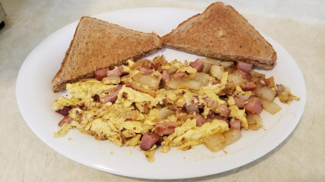 Two Eggs Scrambled With Diced Ham