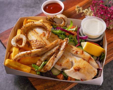 Grilled Seafood N Chips N Salad