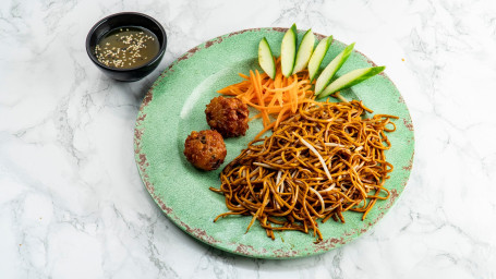 Sweetcorn Cakes With Wok Fried Soya Noodles
