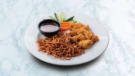 Sweet Sour Chicken Nuggets With Wok Fried Noodles