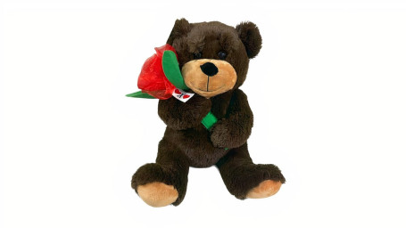 Brown Teddy Bear With Red Rose