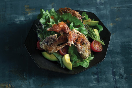 Ruǎn Ké Xiè Niú Yóu Guǒ Shā Lǜ Bàn Rì Xiàng Xià Shā Lǜ Zhī Soft Shell Crab Salad With Hyuganatsu Salad Sauce
