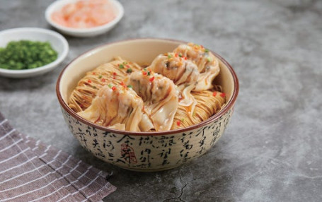 Xiān Xiā Chāo Shǒu Bàn Miàn La Mian With Prawn And Pork Dumpling In Hot Chilli Vinaigrette (Dry)