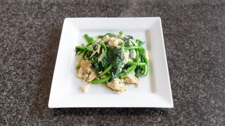 Stir Fried Spinach With Scrambled Eggs Bō Cài Chǎo Jī Dàn