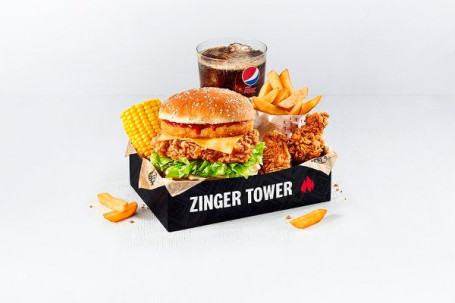 Zinger Tower Box Måltid Med 2 Hot Wings