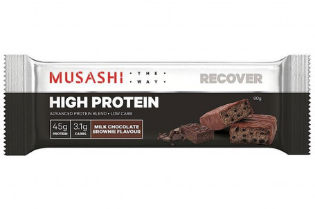Baton Brownie De Ciocolată Cu Lapte Cu Conținut Ridicat De Proteine ​​Musashi 90G