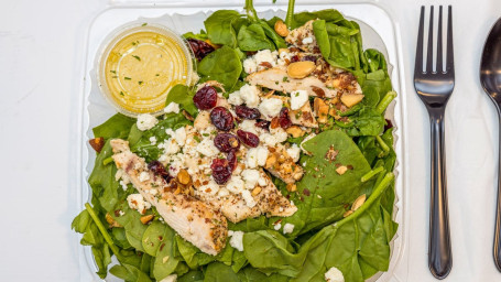 Chicken Spinach Salad With Feta Chopped Almonds