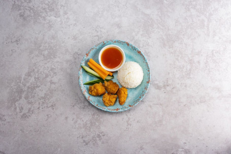 Sweet Sour Vegan Nuggets With Steamed Rice Standard