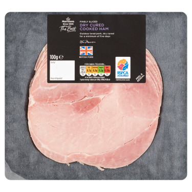 Morrisons The Best Finely Sliced Dry Cured Cooked Ham 100G