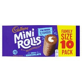 Cadbury Mini Rolls Milk Chocolate Family Størrelse 10 Pakke