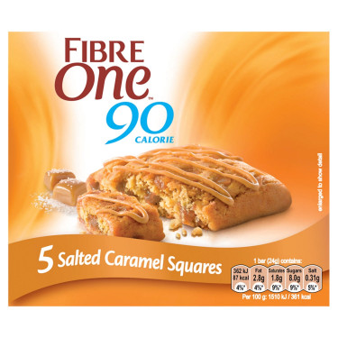 Fibre One 90 Calorie Salted Caramel Squares 5 X 24G