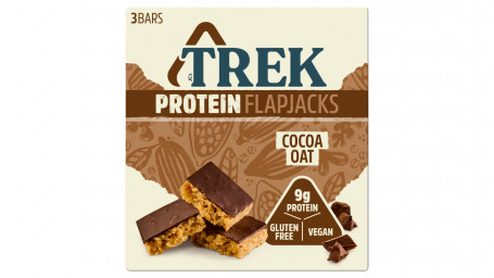 Trek Cocoa Oat Protein Flapjacks Chocolate Flavour Topped 3 X 50G