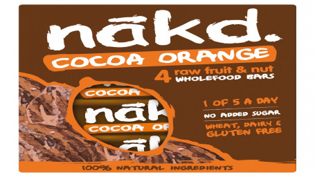 Nakd Cocoa Orange Fruit Nut Bars 4 X 35G