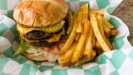 Double Cheeseburger And Seasoned Fries