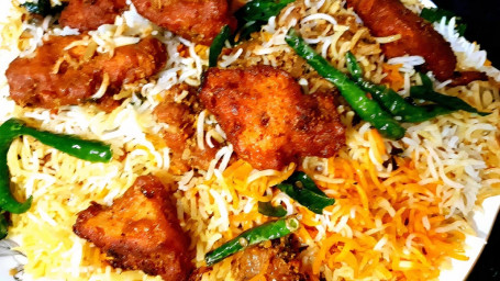 Boneless Chicken 65 Biryani Family Tray (Free Haleem, Gulab Jamun, Raita Salan)