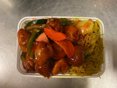 Sweet Sour Chicken With Half Singapore Noodle