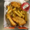 Chicken strips with chips (3 pcs+ ketchup)