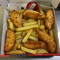 Large chicken strips with chips (6 pcs ketchup)