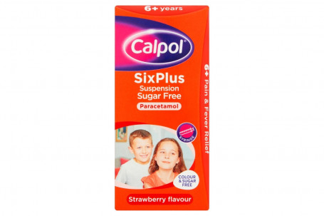Calpol Sixplus Suspension Sugar Free Strawberry Flavour 6+ Years 80 Ml