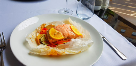 Salmon With Fresh Vegetable En Papillote Style