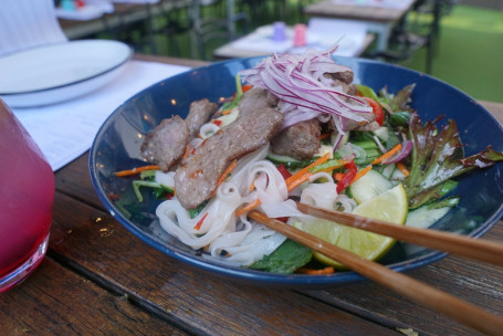 Thai Wagyu Rice Noodle Salad with Green Apple Asian Herbs