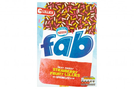 Fab Ice Lollies Strawberry 6X58Ml