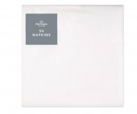 Morrisons White Napkins 33Cm 2Ply 50 Pack