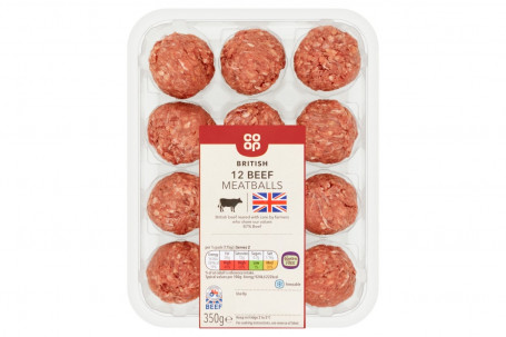 Co Op British Beef Meatballs F 350G