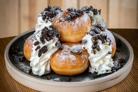 Warm Doughnuts With Crushed Oreo's