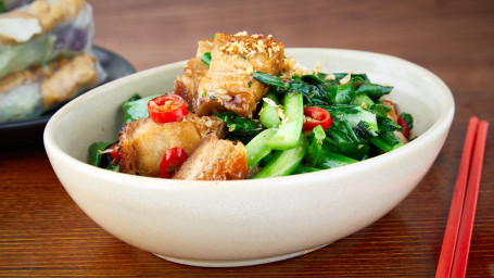 Crispy Pork, Chinese Broccoli And Oyster Sauce