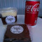 Bolo de pote Ninho com Ganache de Nutella+brownie+coca lata 220ml