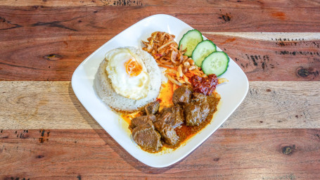 Nasi Lemak with Beef Rendang or Curry Chicken