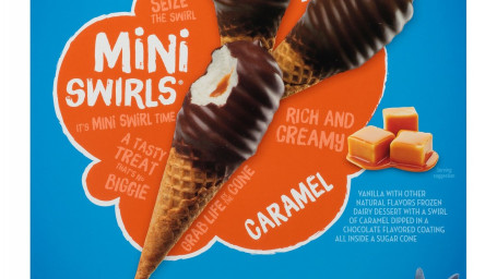 Blue Bunny Mini Swirls Caramel Cones, 8St
