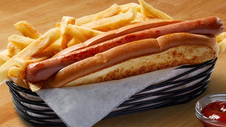 Hot Dog With Fries Basket