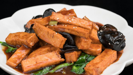 Braised Tofu With Pea Shoots Hóng Shāo Dòu Fǔ