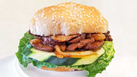 Beefless Grateful Burger With Rainbow Salad